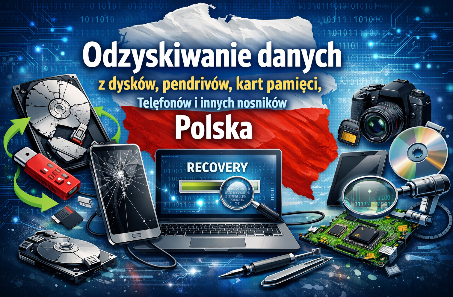 Odzyskiwanie danych z dysków pendrivów kart pamięci Telefonów i innych nośników Polska